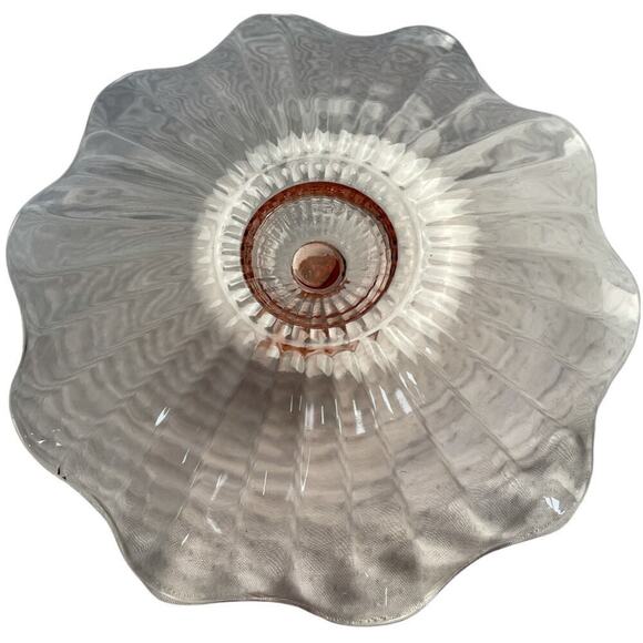 Vintage Round Pink Glass Candy Relish Plate 7.26" - Picture 2 of 5